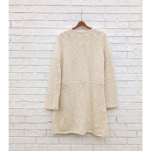 Sundance Neve Duster Cardigan Wool Sweater XL Petite PXL Beige Cream Snap Long - Picture 2 of 7